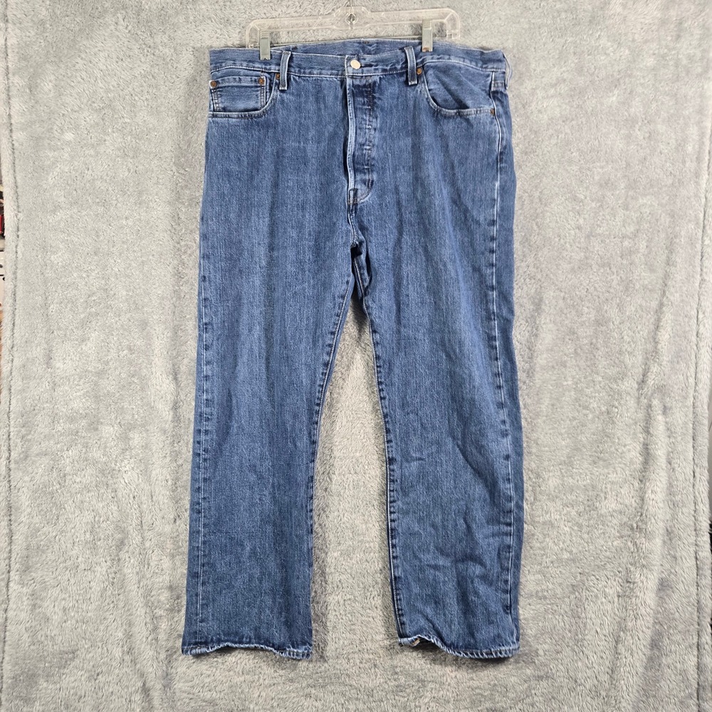 Levis 501 Original Fit Blue Denim Jeans Mens 40x30 Straight Leg Button Fly